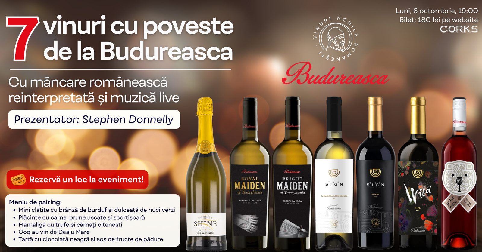 7 vinuri cu poveste de la Budureasca | Wine & Food Pairing cu Stephen Donnelly