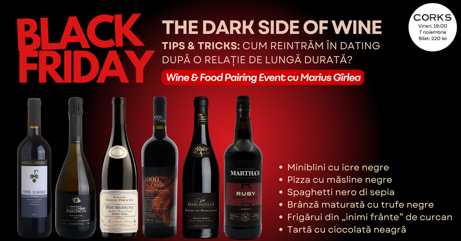 Black Friday Dark side of Wine Banner Corks