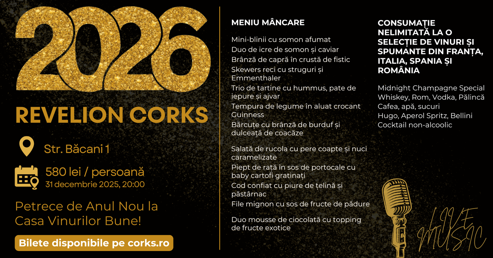 Revelion 2026 Corks Banner lung