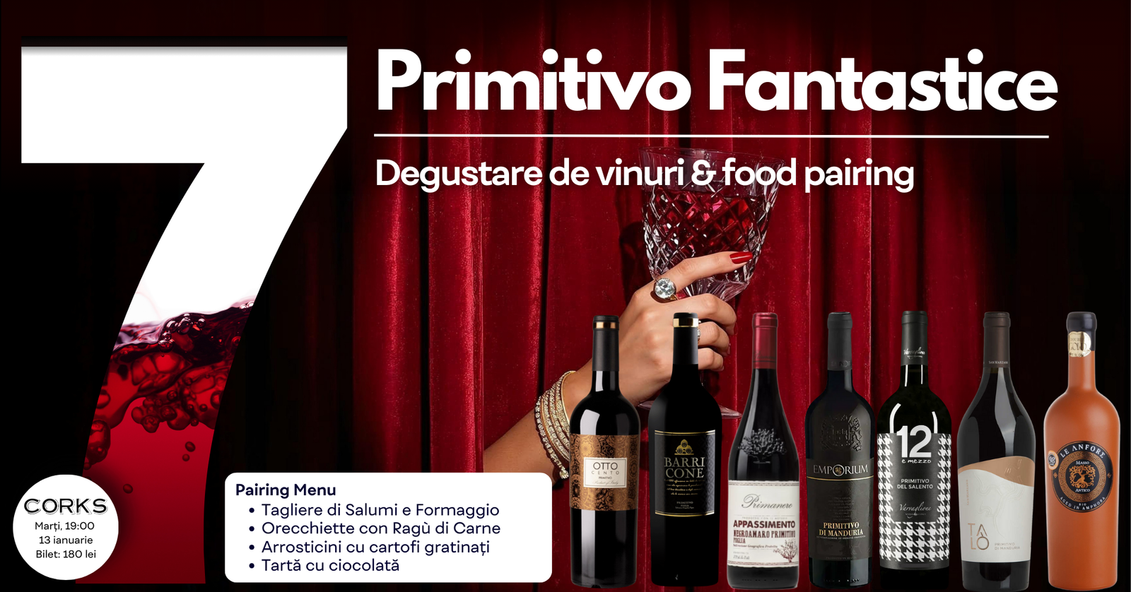 Degustare 7 Primitivo Fantastice & Food Pairing