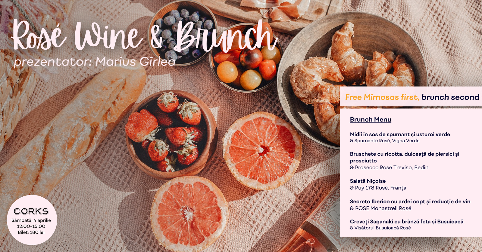 Rosé Wine & Brunch cu Marius Gîrlea 4 apr