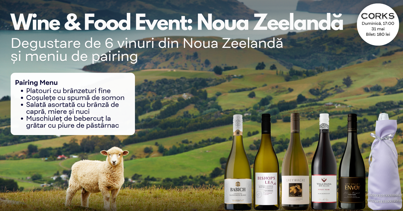 Wine & Food Pairing Event: Noua Zeelandă