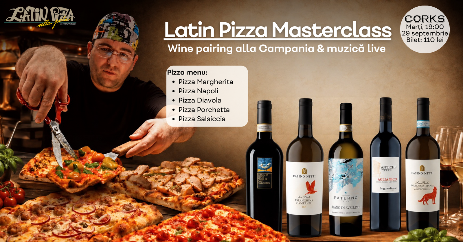 Latin Pizza Corks Masterclass 29 septembrie eveniment degustare vin Latin Pizza Corks Masterclass 29 septembrie eveniment degustare vin