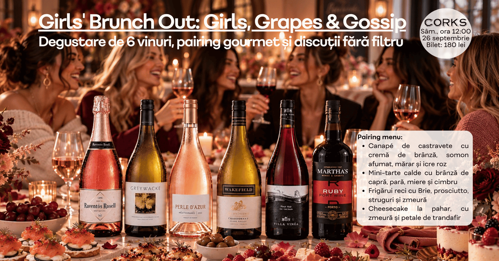 girls brunch out corks eveniment degustare vin brunch gourmet
