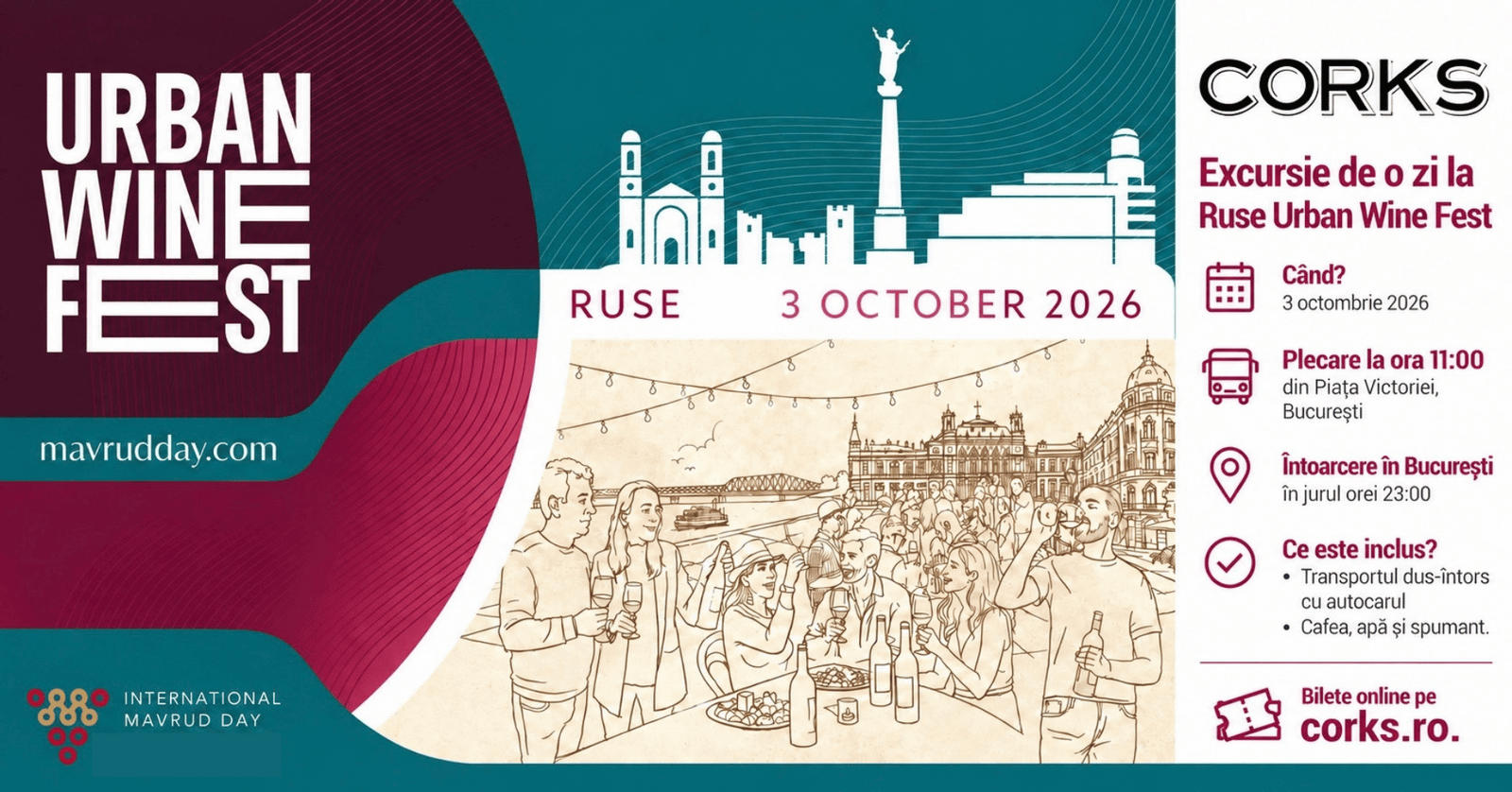Urban Wine fest Ruse 2026 corks Cozy Bar excursie de o zi