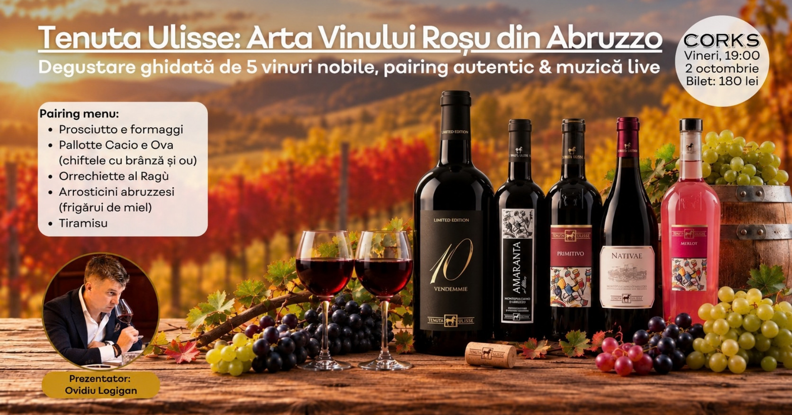 Tenuta Ulisse – Arta vinului roșu Corks eveniment degustare Tenuta Ulisse - Arta vinului roșu Corks eveniment degustare