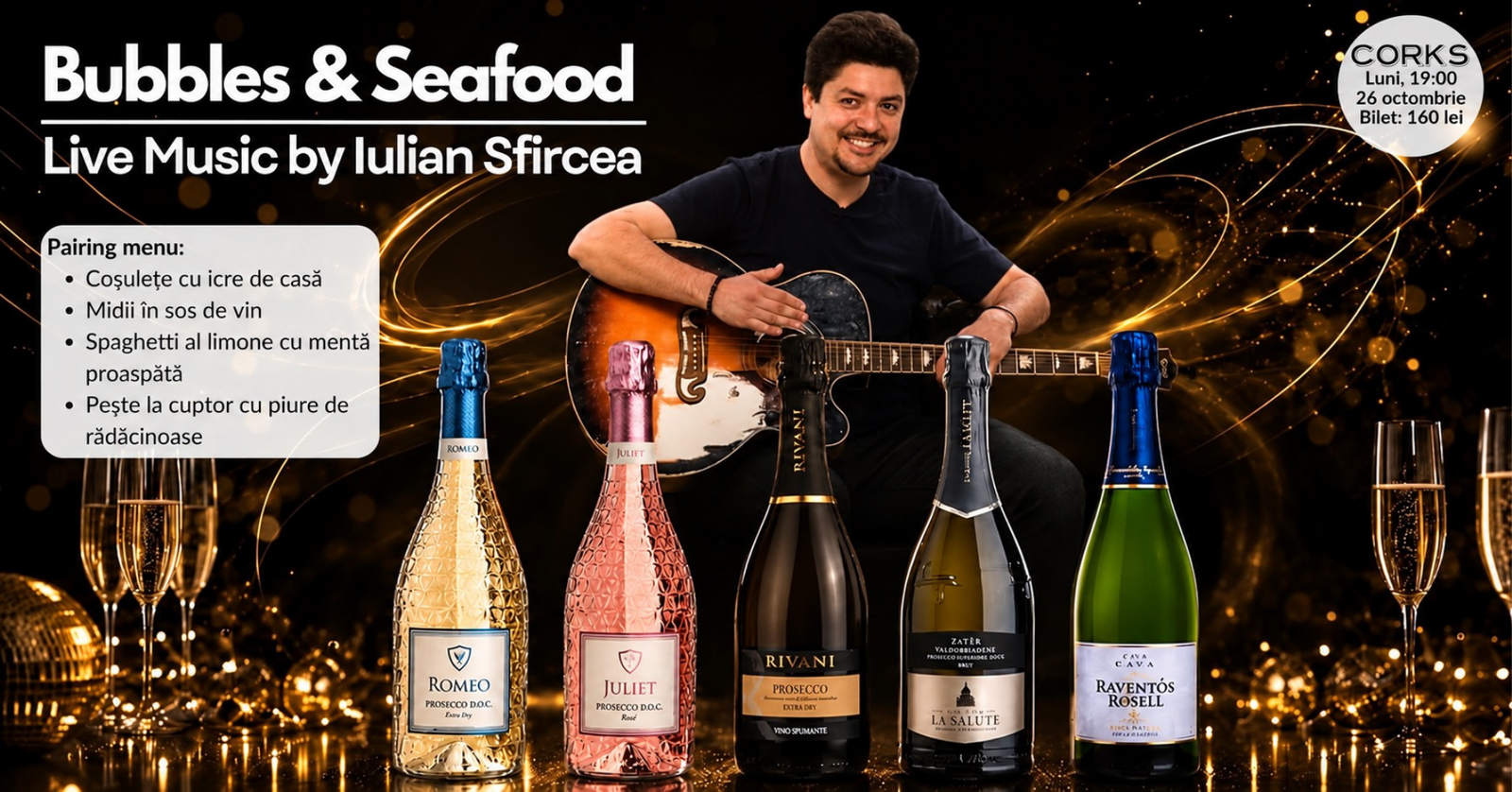 Corks Cozy Bar evenimente bucuresti octombrie Bubbles seafood