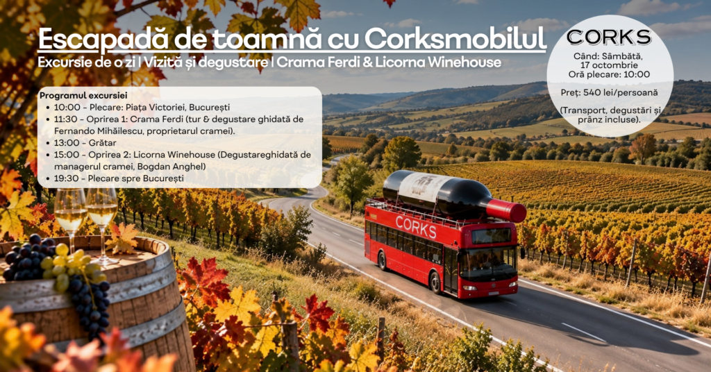 Escapadă de toamnă cu Corksmobilul: Crama Ferdi & Licorna Winehouse — București
