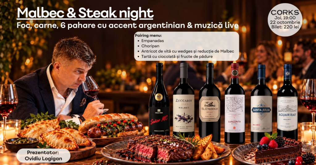 Malbec & Steak Night: Foc, carne, 6 pahare cu accent argentinian și acorduri de muzică live — București