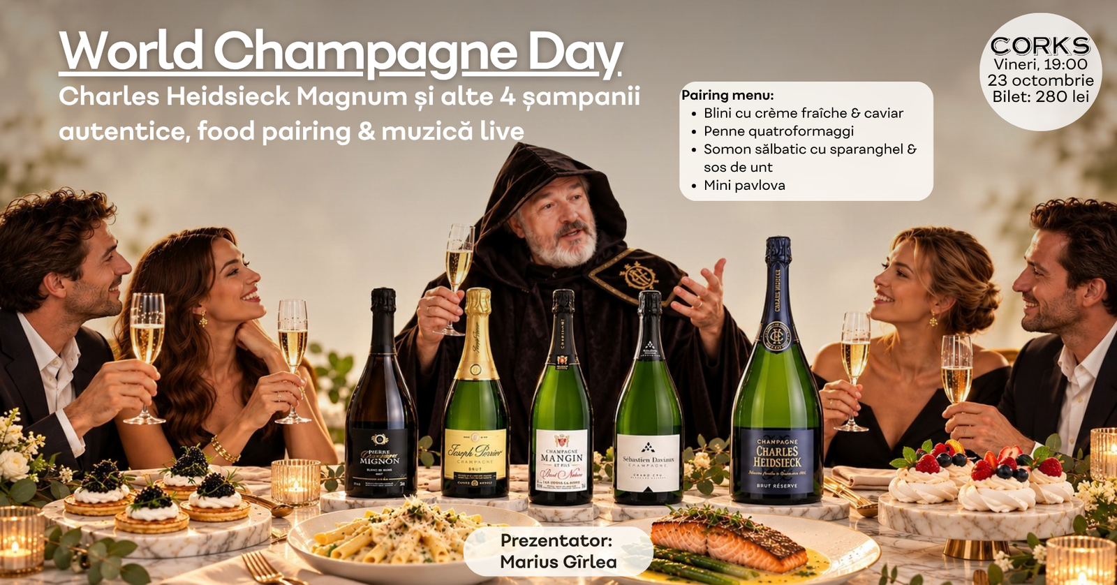 World Champagne Day – 23 oct. 2026 – Corks degustare șampanie World Champagne Day - 23 oct. 2026 - Corks degustare șampanie